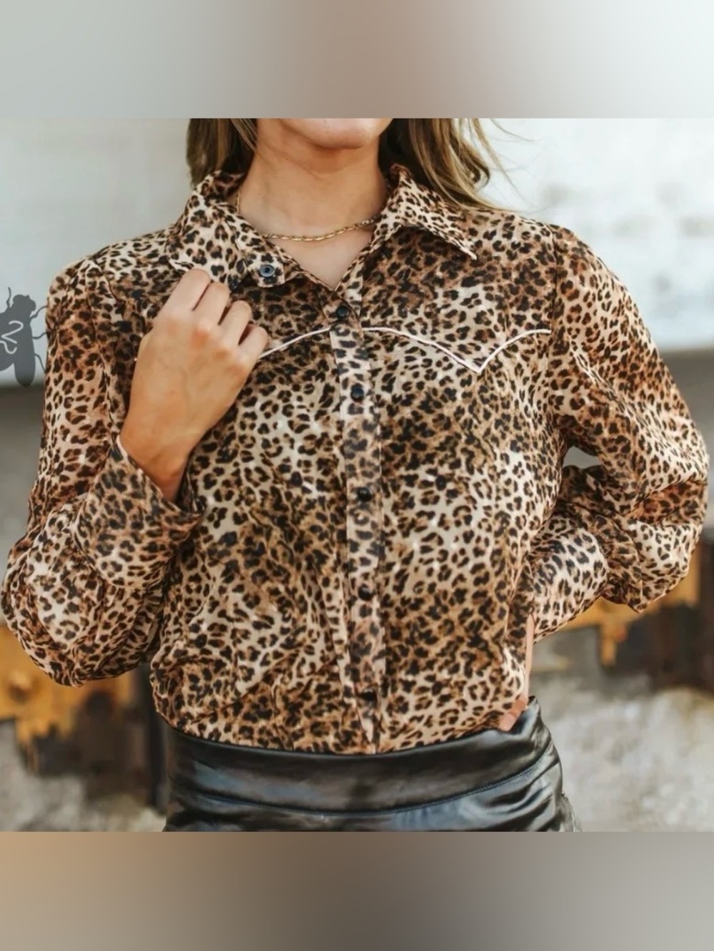 2 Fly Co Leopard Print Button-Down Shirt - Brown